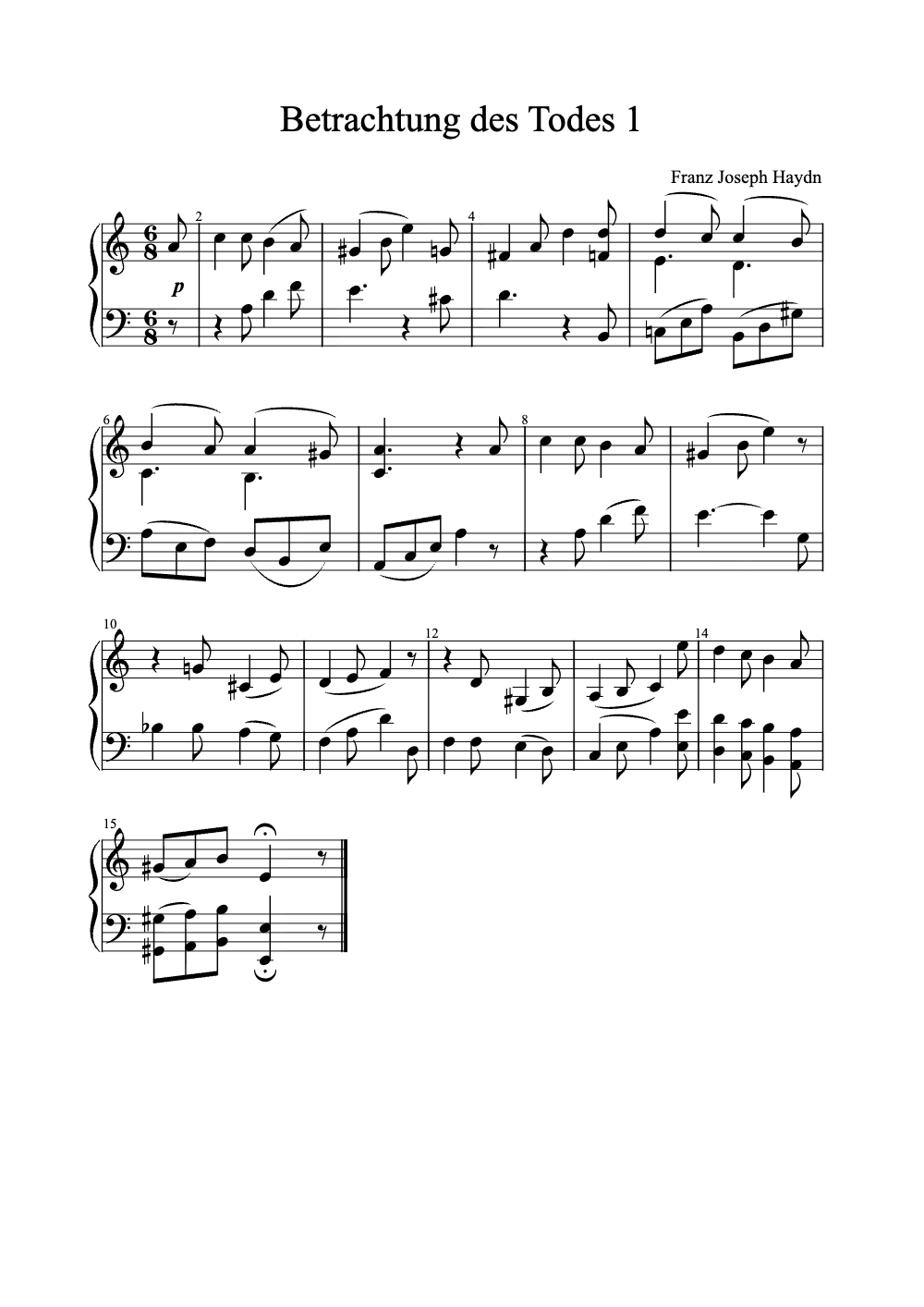 Sheet music preview for Betrachtung Des Todes 1