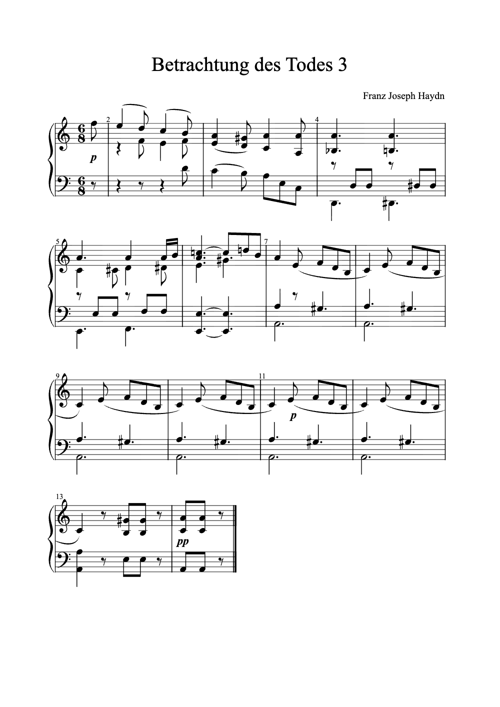 Sheet music preview for Betrachtung Des Todes 3