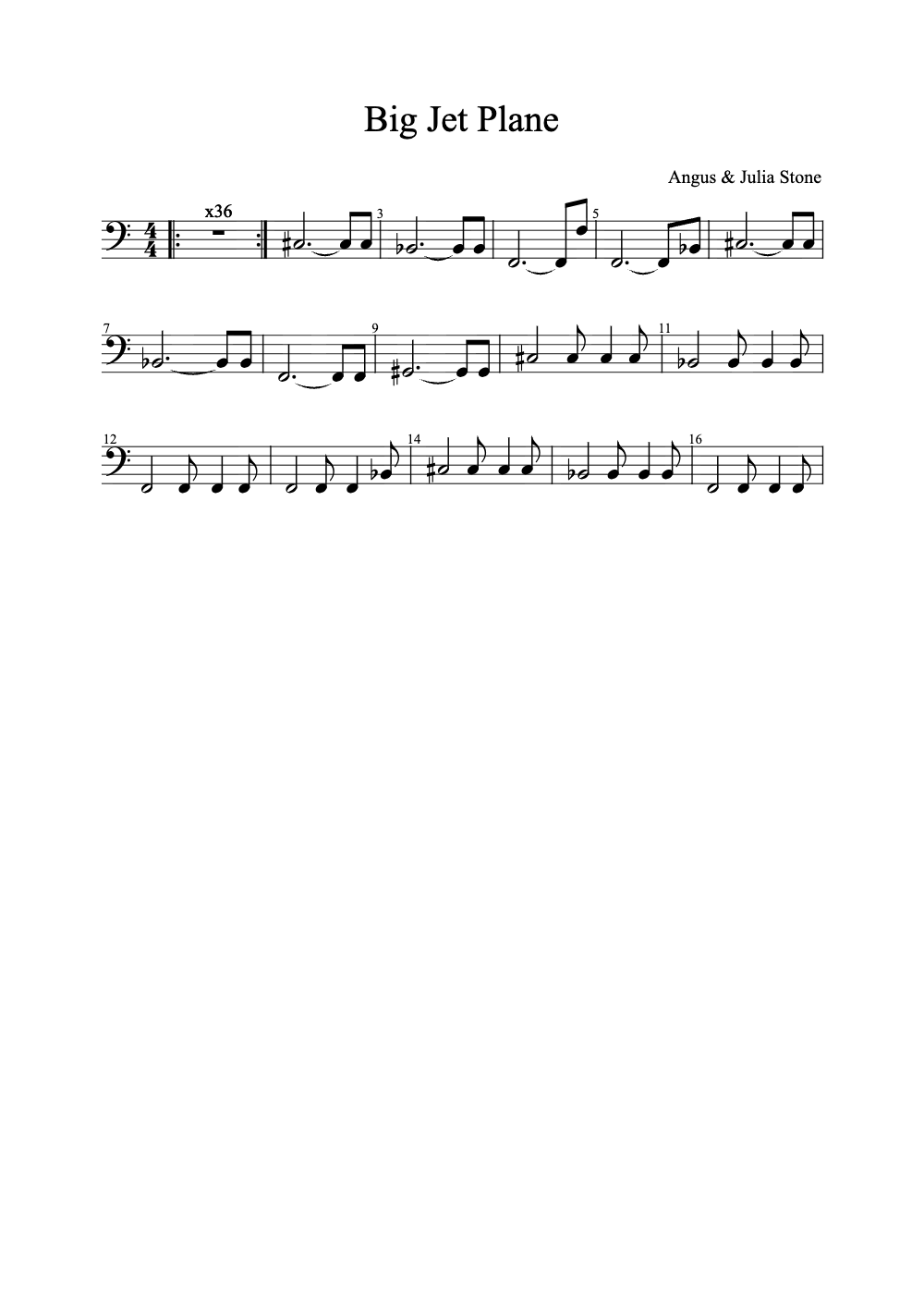 Sheet music preview for Big Jet Plane