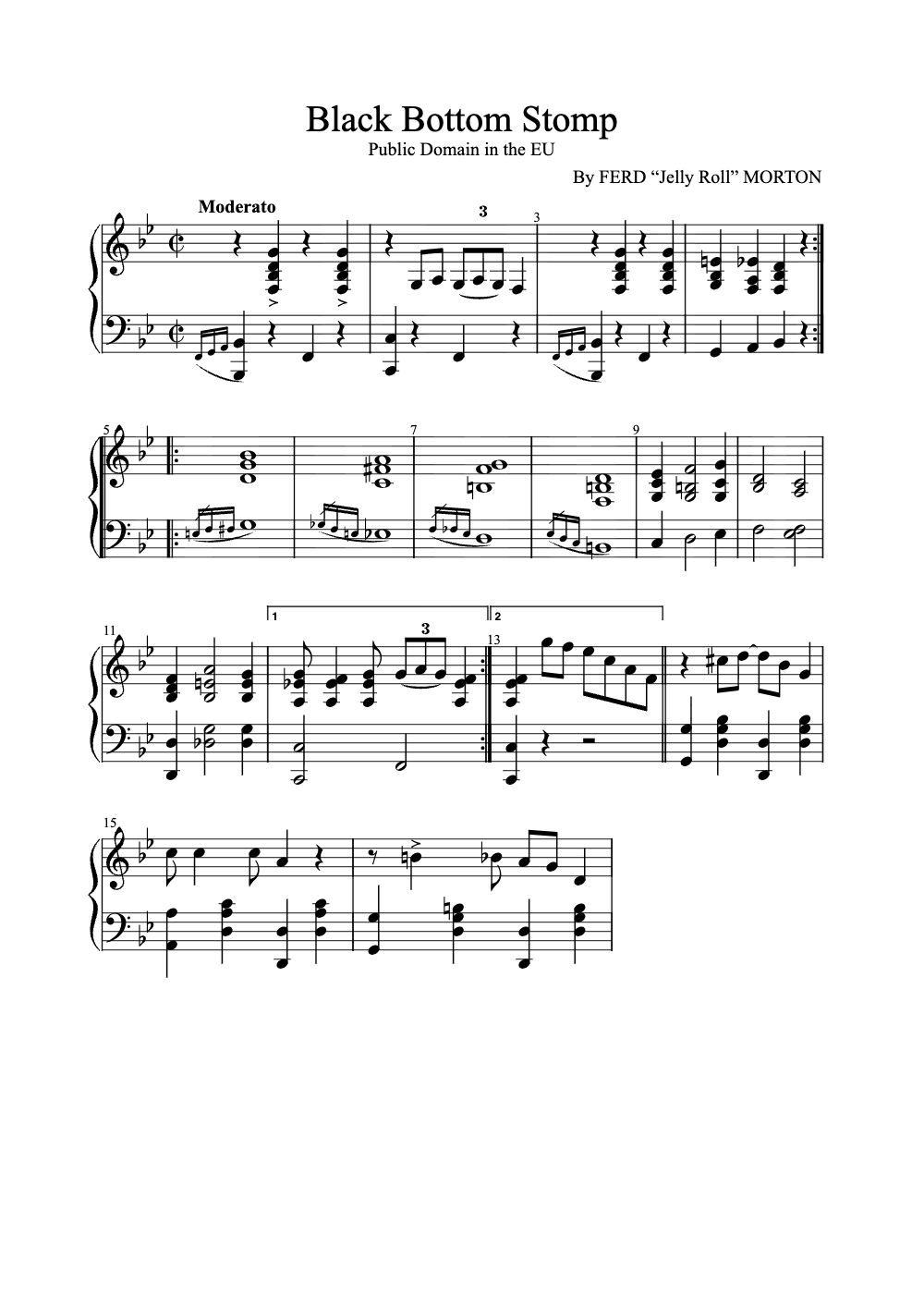 Sheet music preview for Black Bottom Stomp