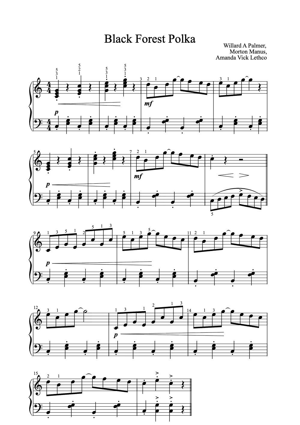 Sheet music preview for Black Forest Polka