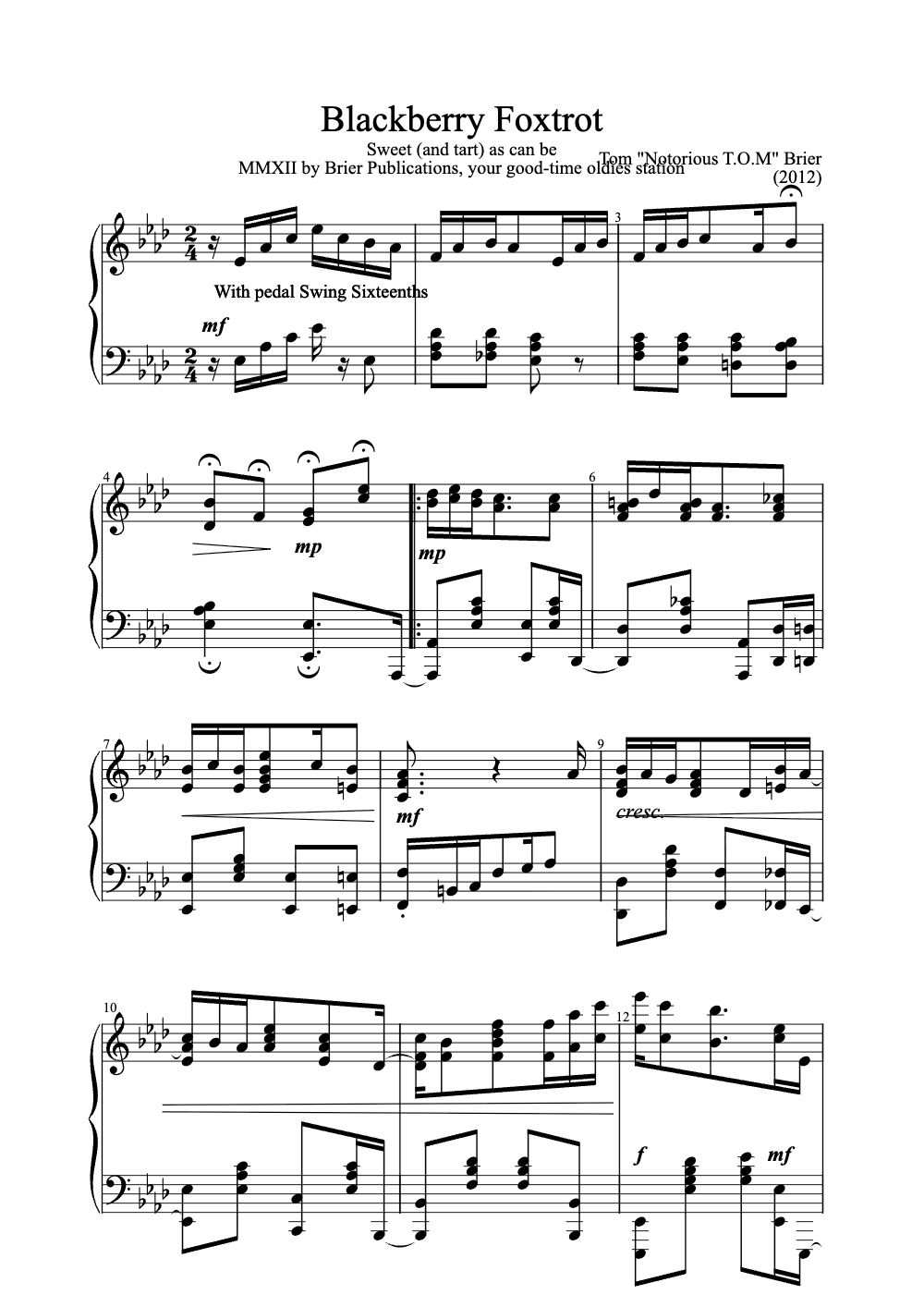 Sheet music preview for Blackberry Foxtrot
