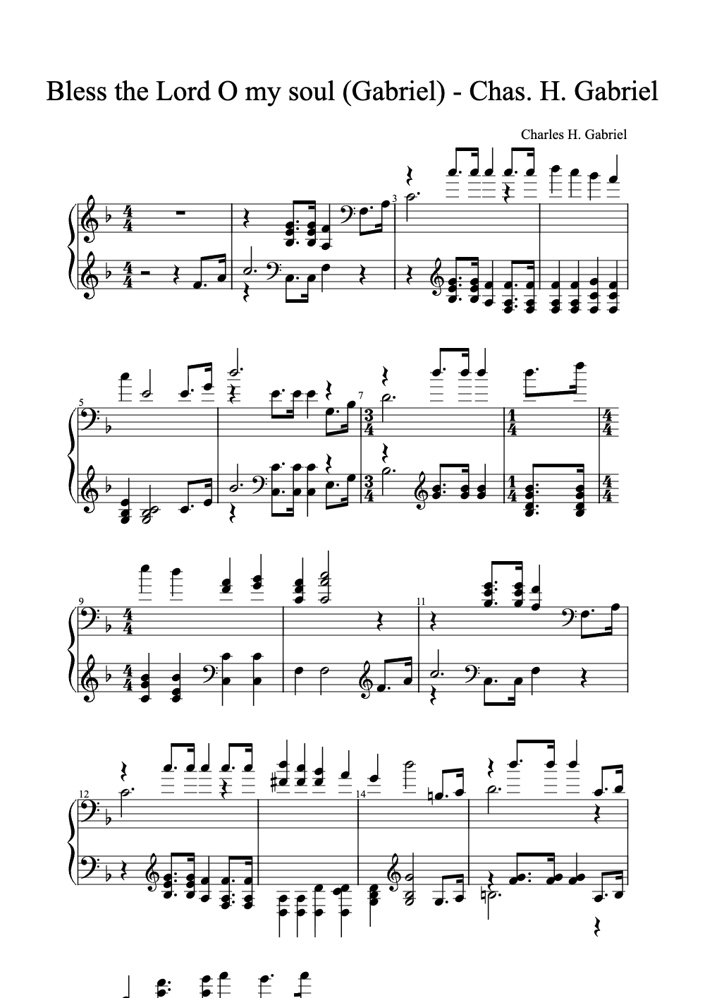 Sheet music preview for Bless the Lord, O My Soul