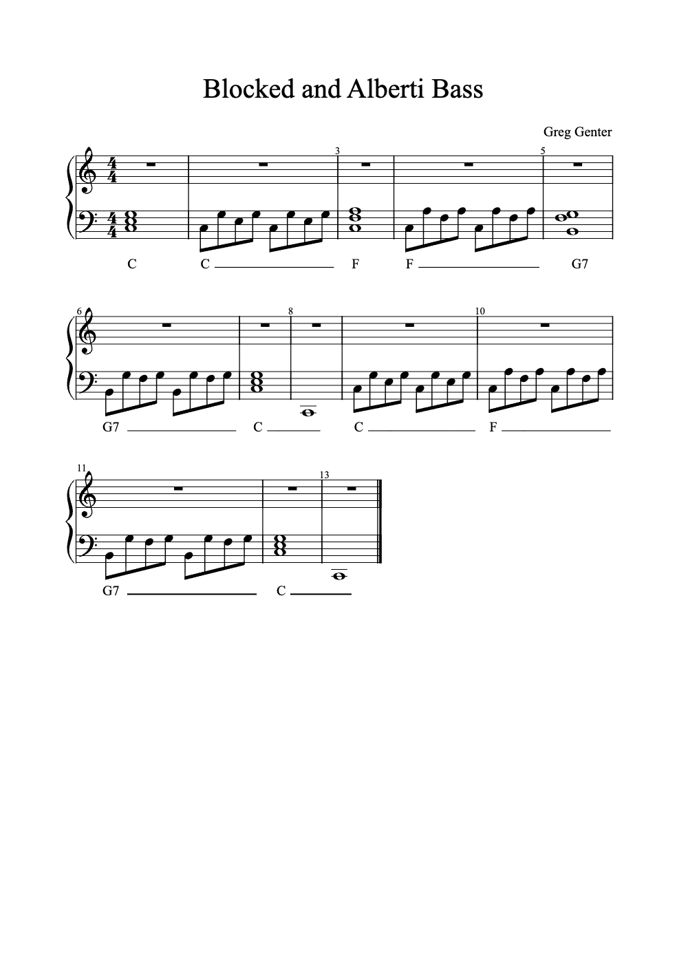 Sheet music preview for Blocked and Alberti Bass