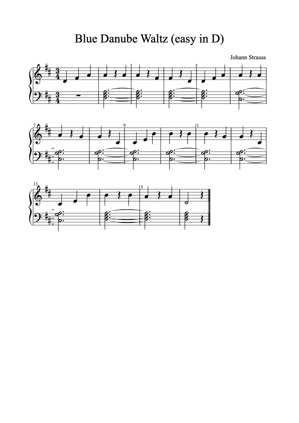 Sheet music preview for Blue Danube Waltz