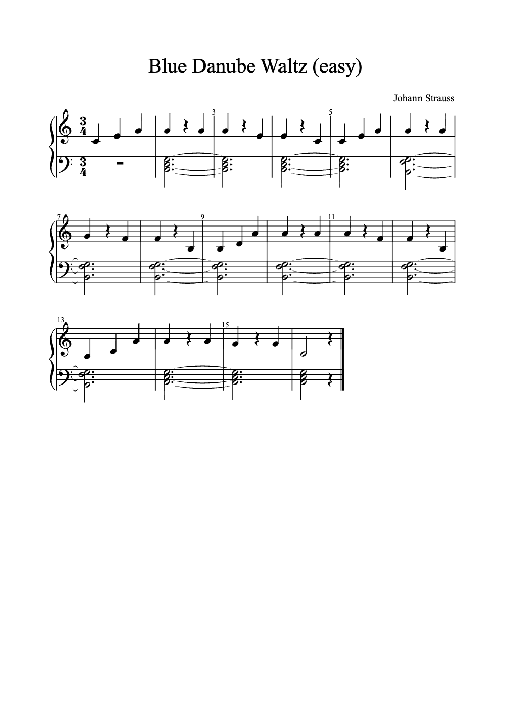 Sheet music preview for The Blue Danube