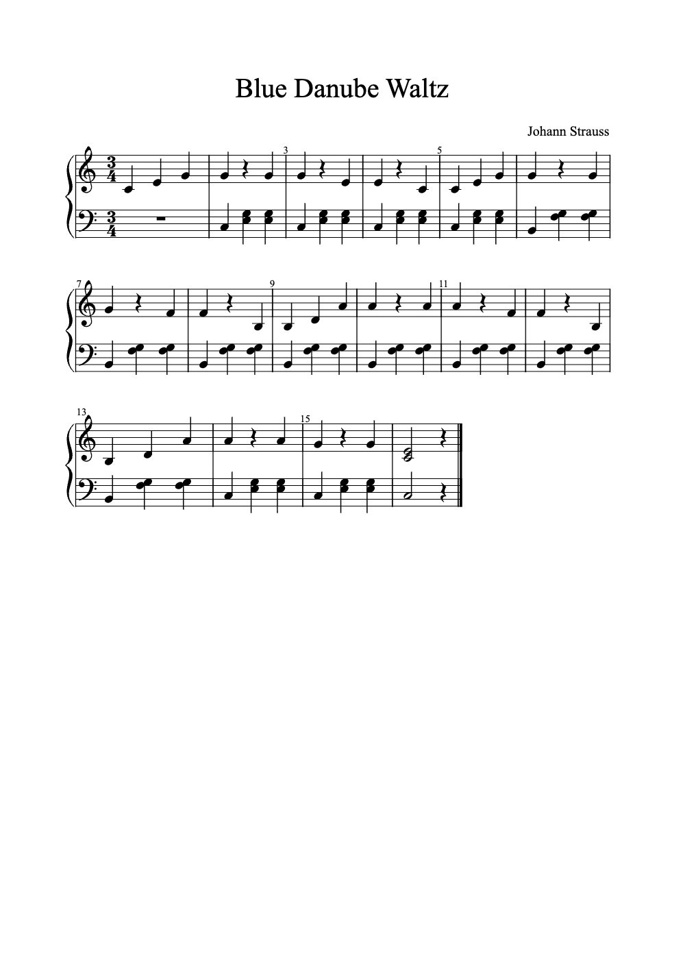 Sheet music preview for Blue Danube Waltz