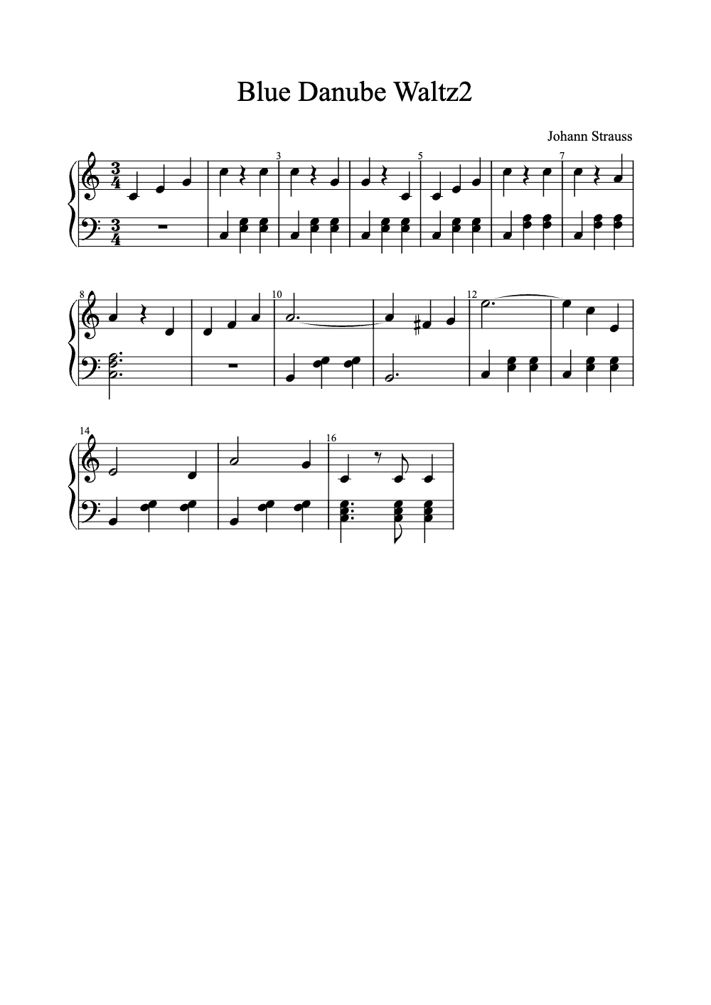 Sheet music preview for The Blue Danube