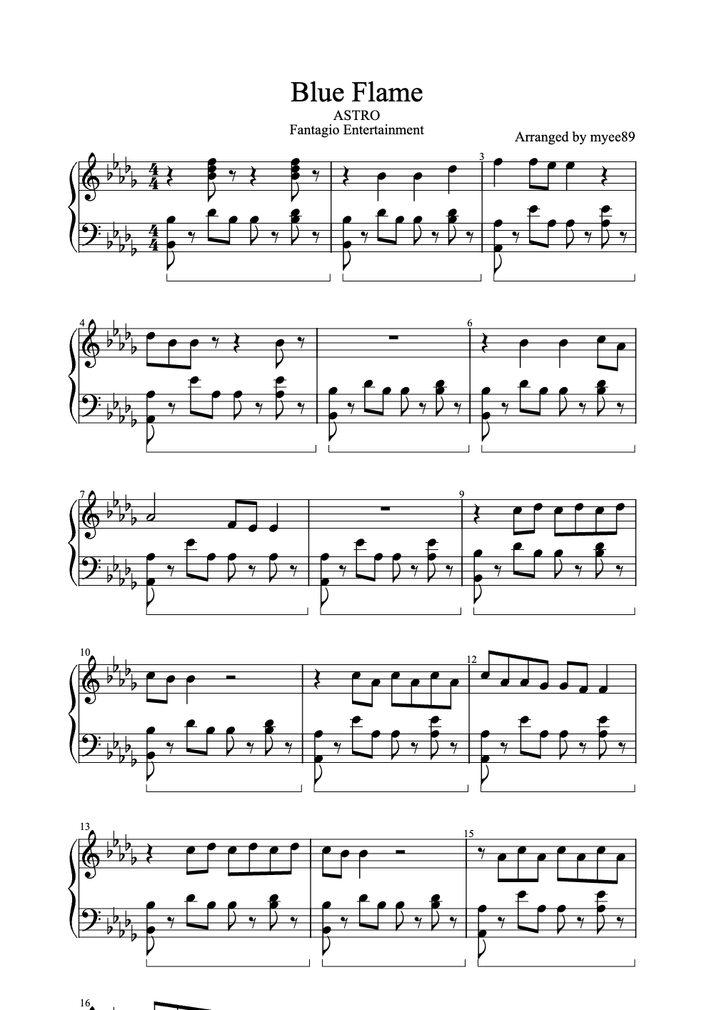 Sheet music preview for Blue Flame
