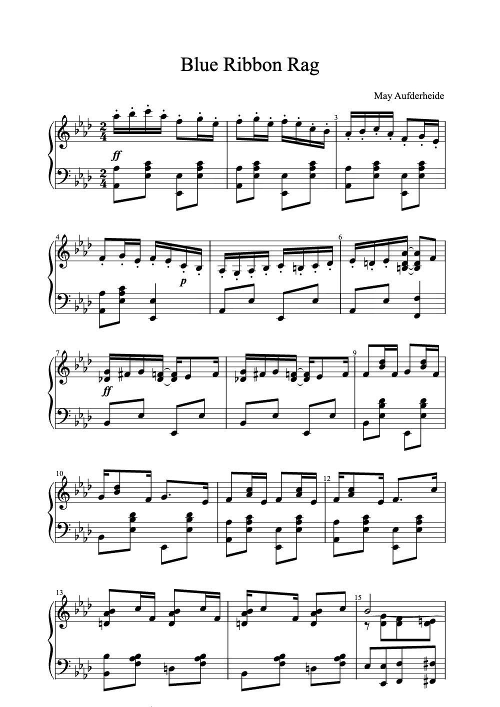 Sheet music preview for Blue Ribbon Rag