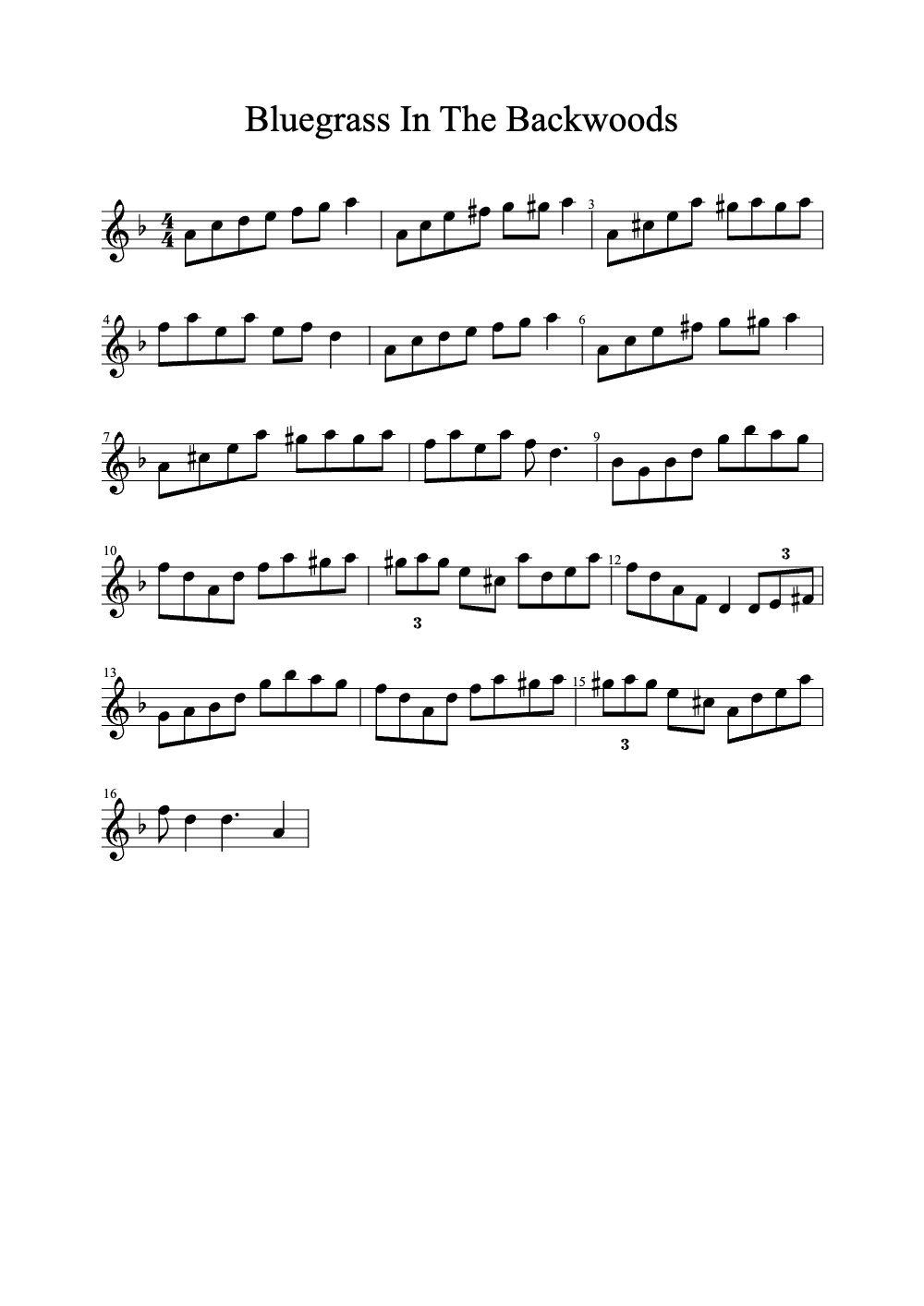 Sheet music preview for Bluegrass in the Backwoods