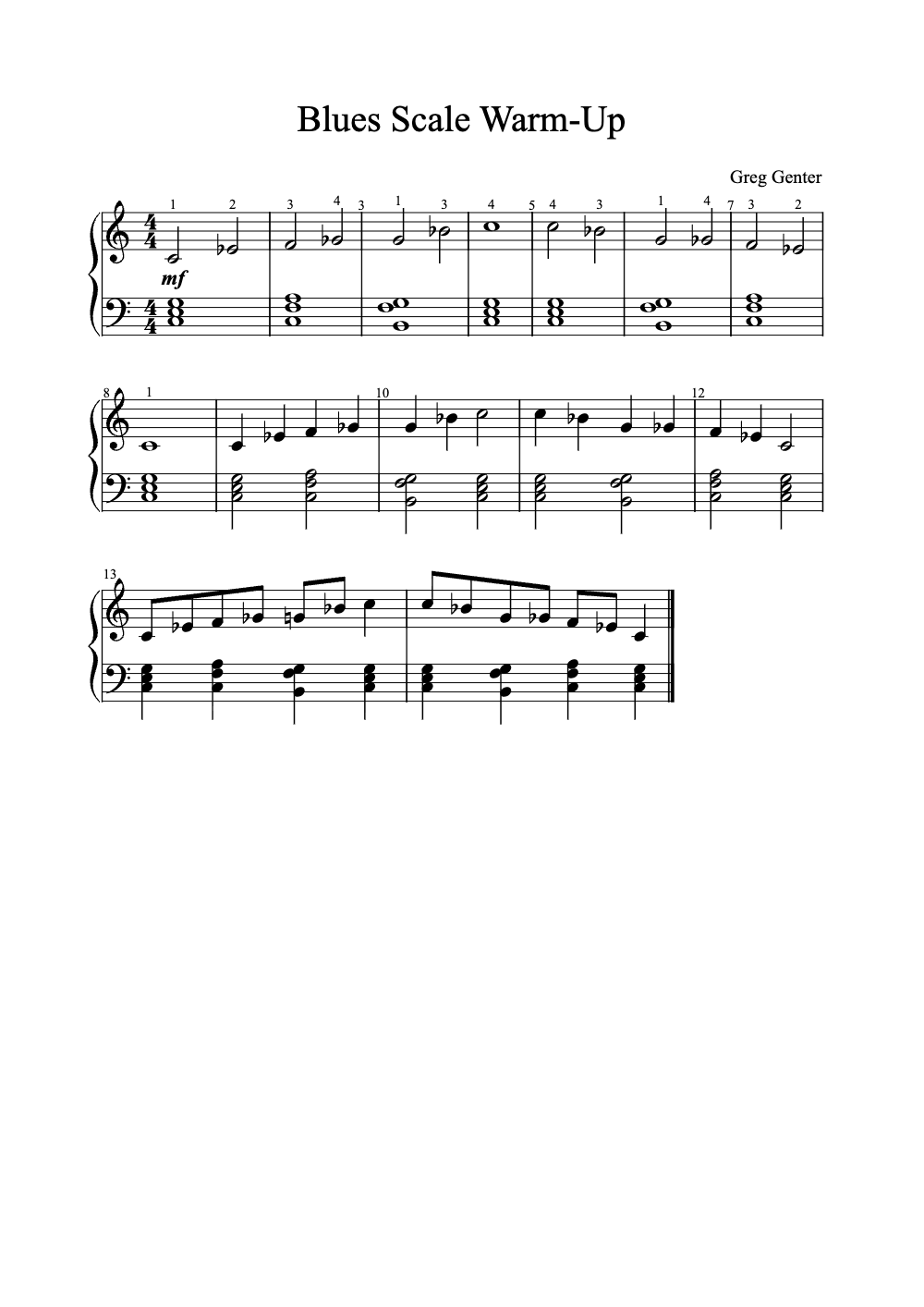 Sheet music preview for Blues Scale Warm-Up