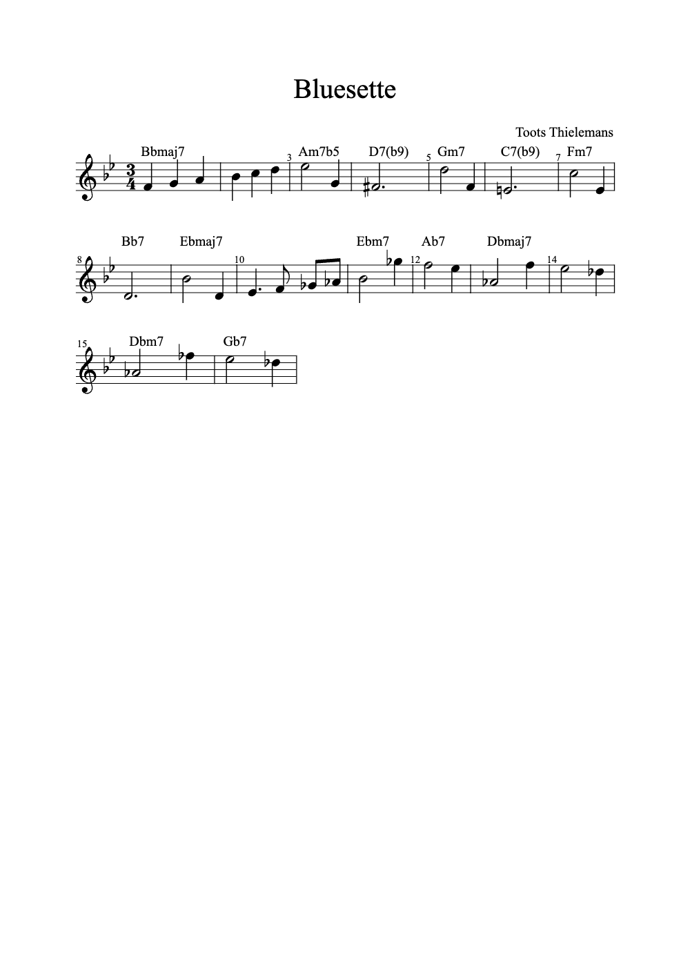 Sheet music preview for Bluesette