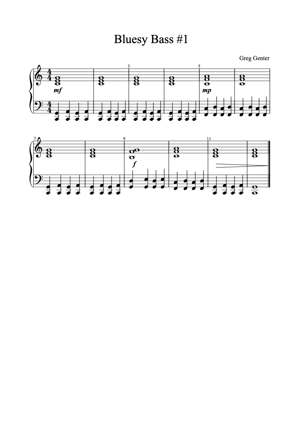 Sheet music preview for Bluesy Bass #1