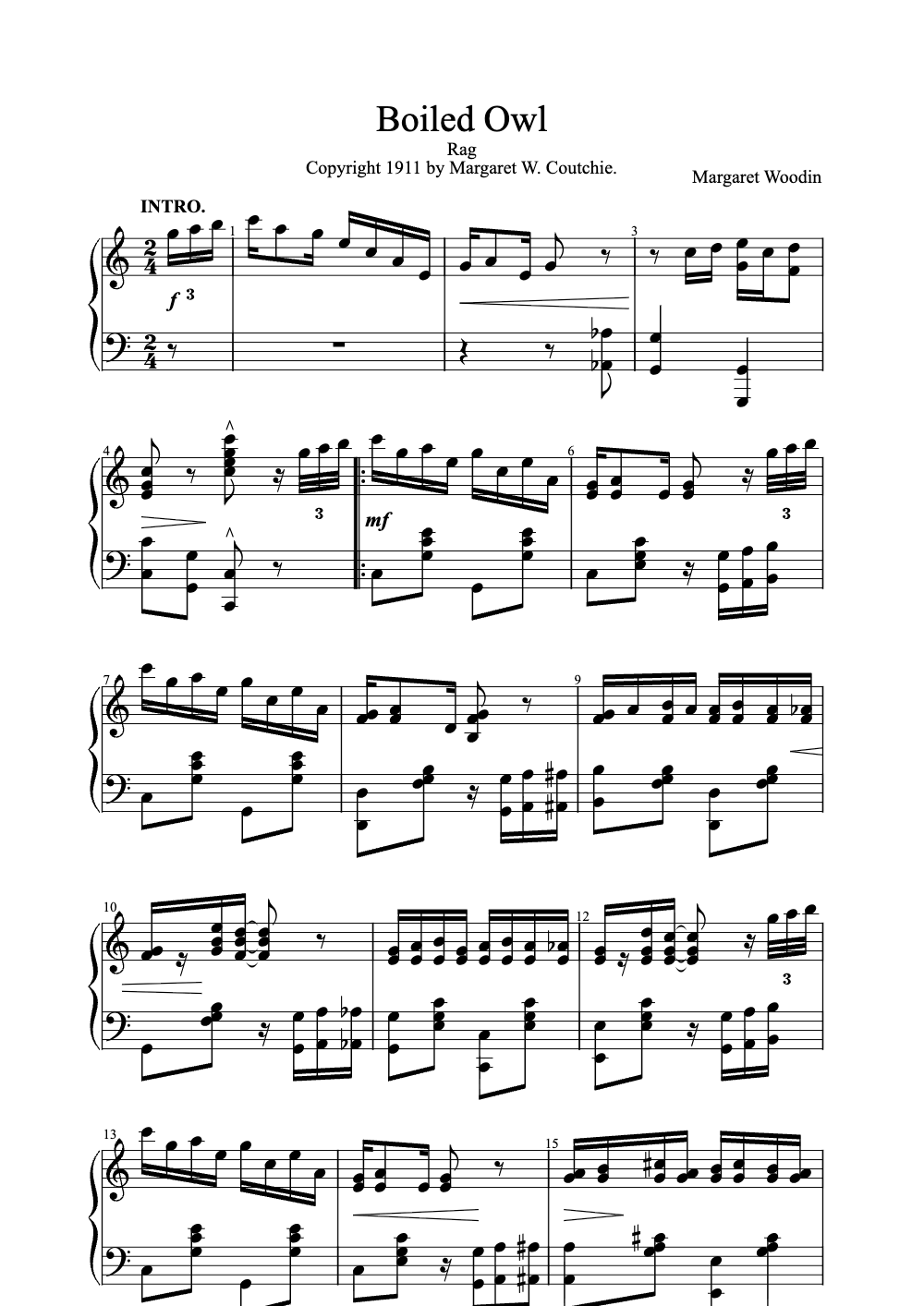 Sheet music preview for Boiled Owl