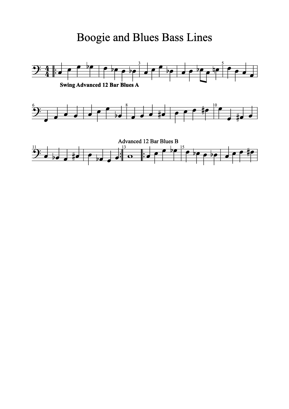 Sheet music preview for Boogie and Blues Bass Lines