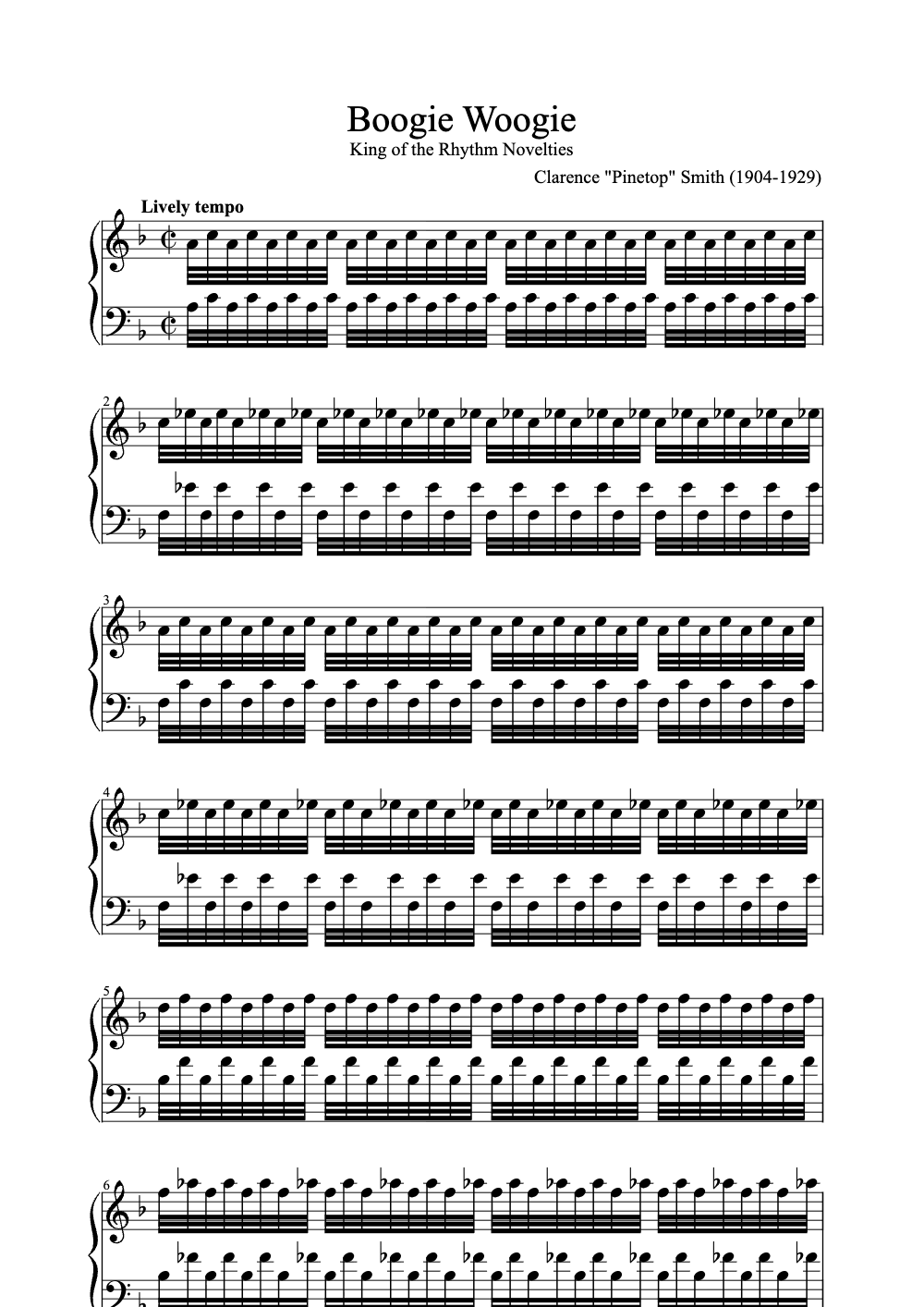 Sheet music preview for Boogie Woogie