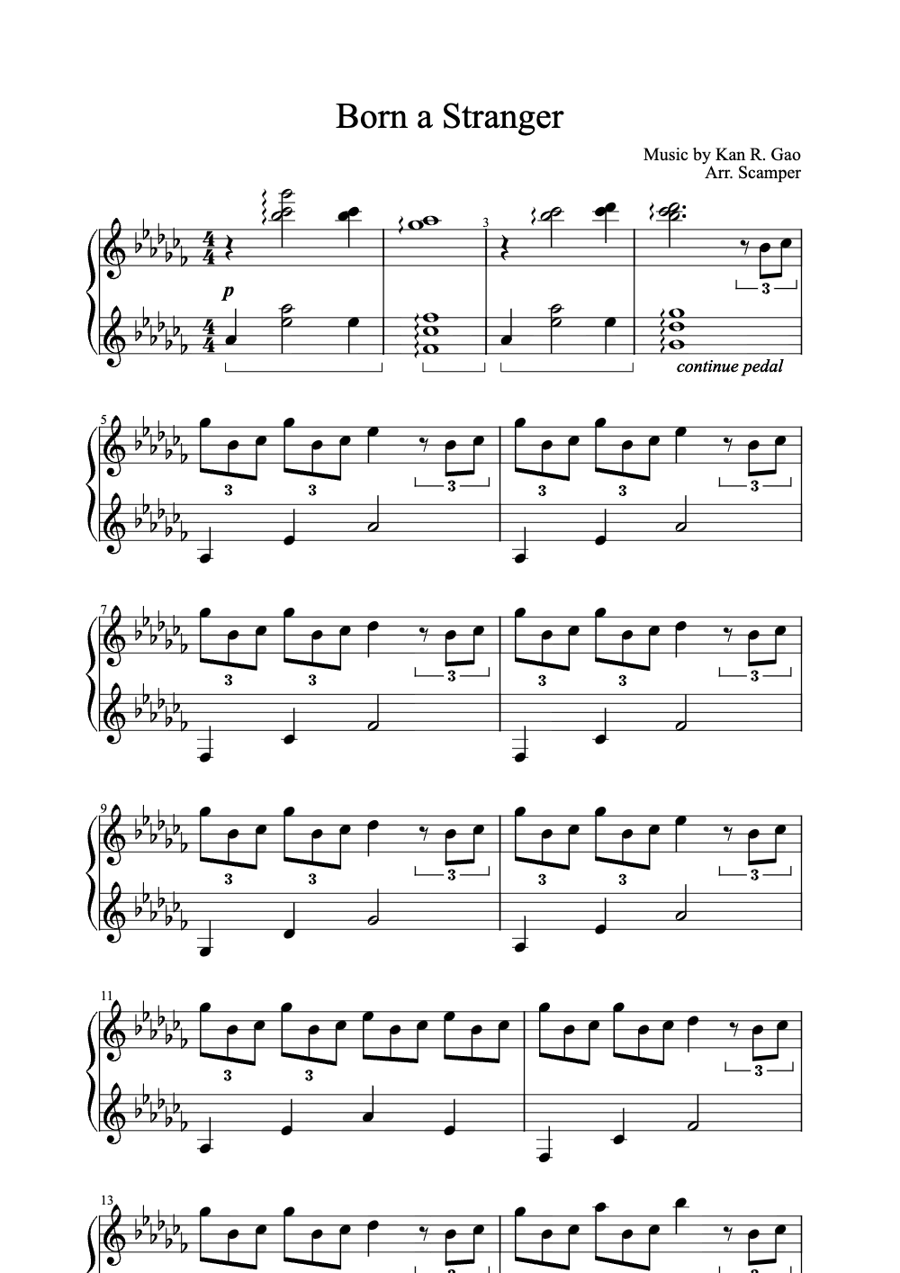 Sheet music preview for Born a Stranger