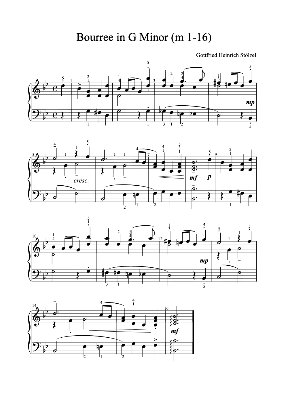 Sheet music preview for Bourrée in G Minor