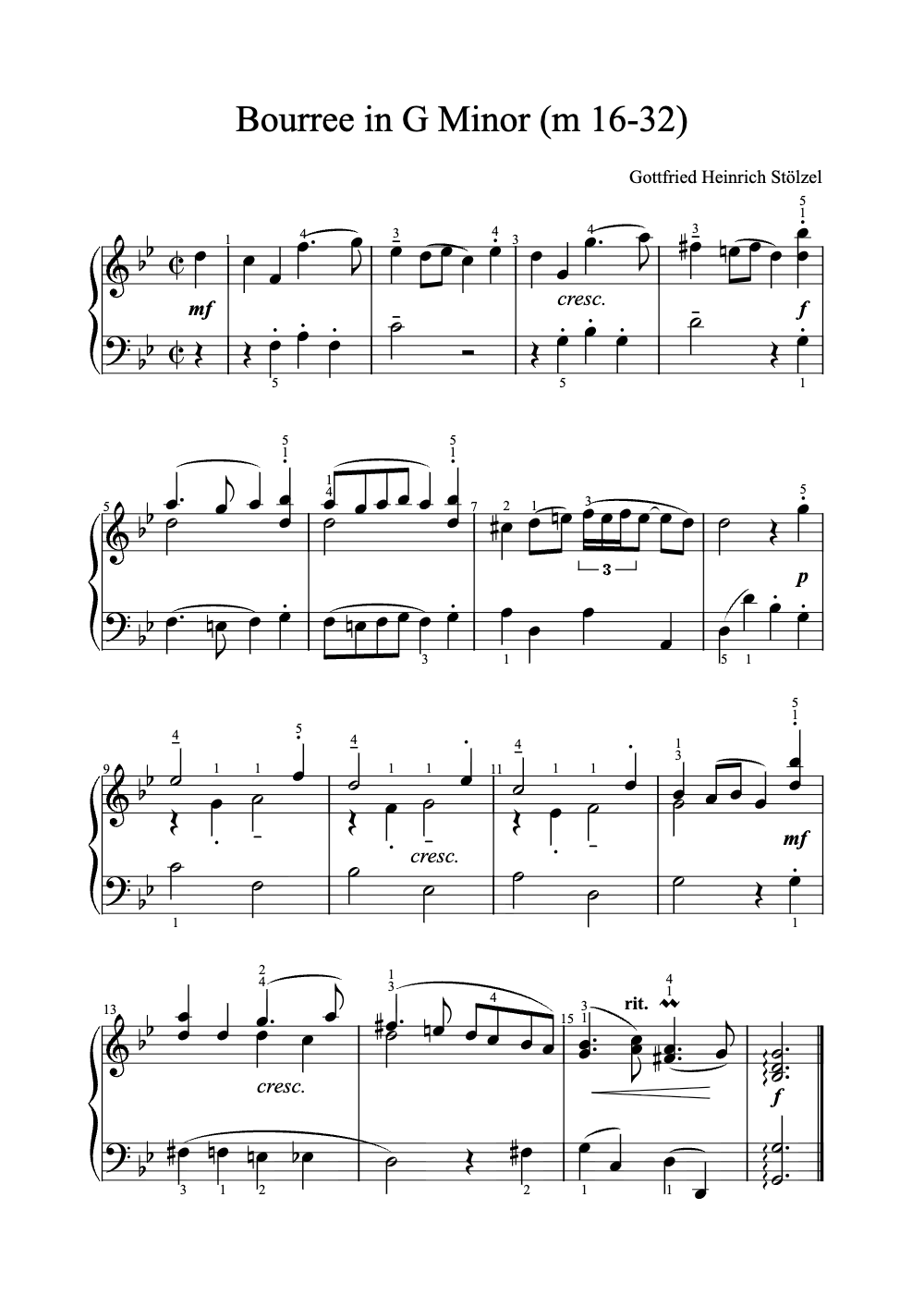 Sheet music preview for Bourrée in G Minor