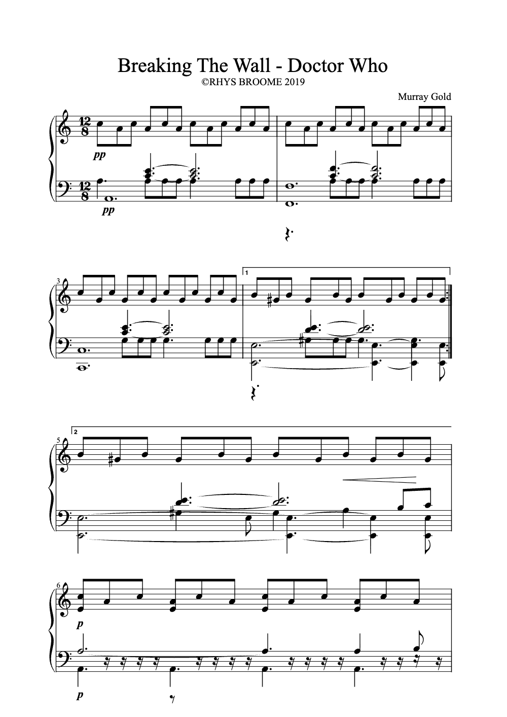Sheet music preview for Breaking the Wall