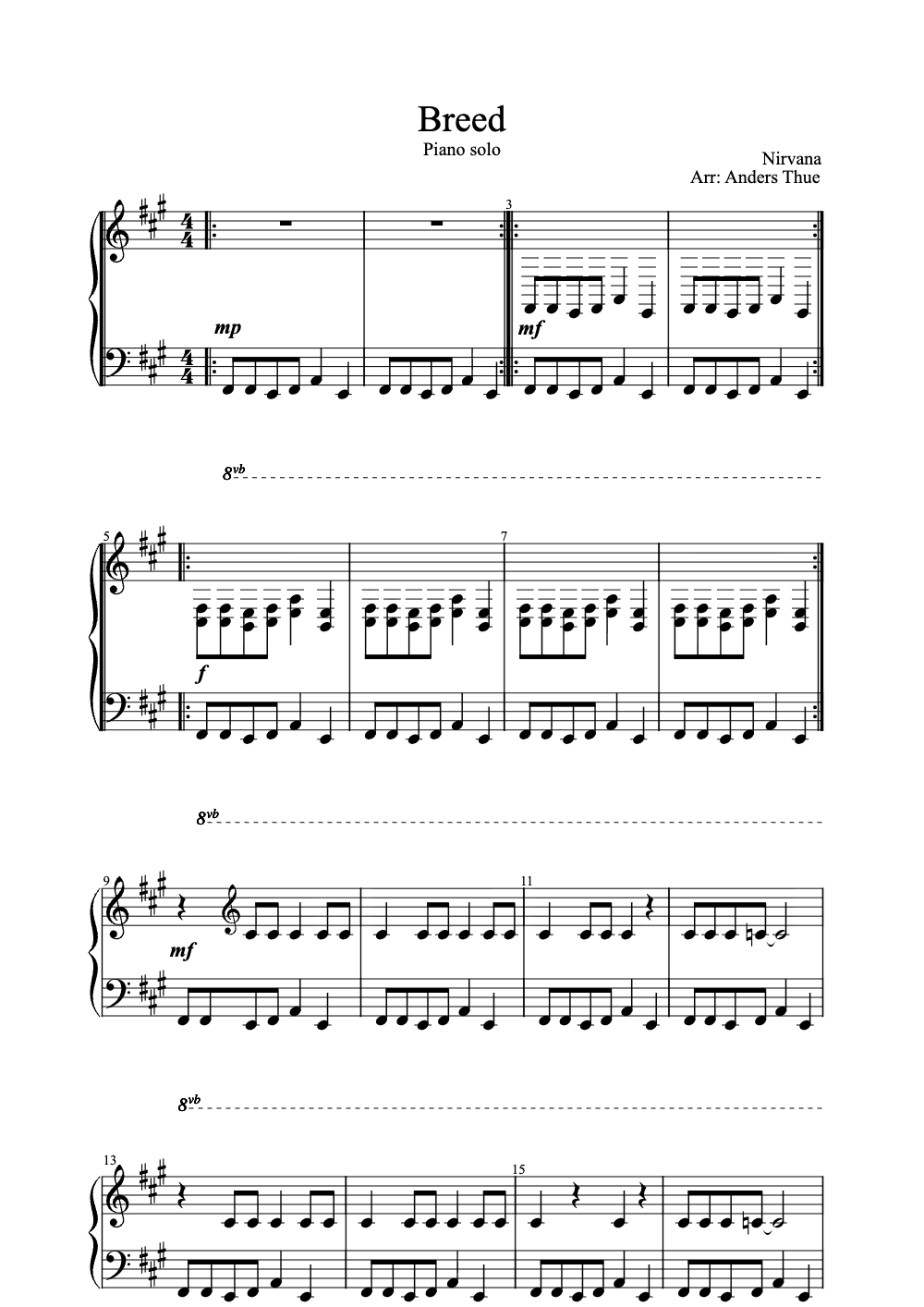 Sheet music preview for Breed