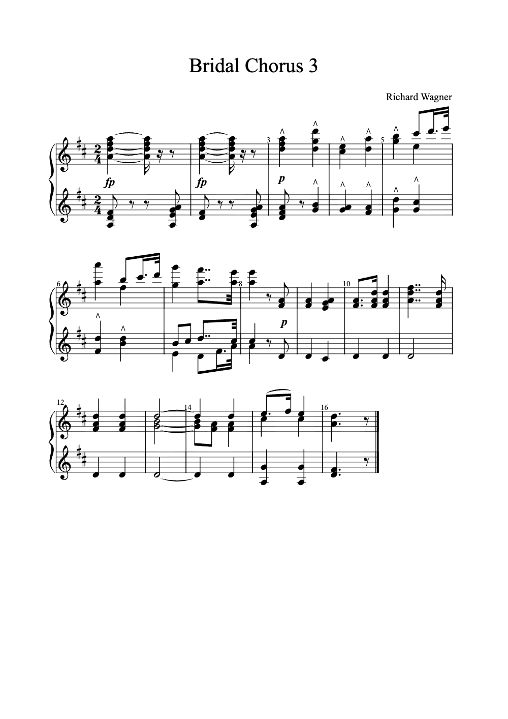 Sheet music preview for Bridal Chorus
