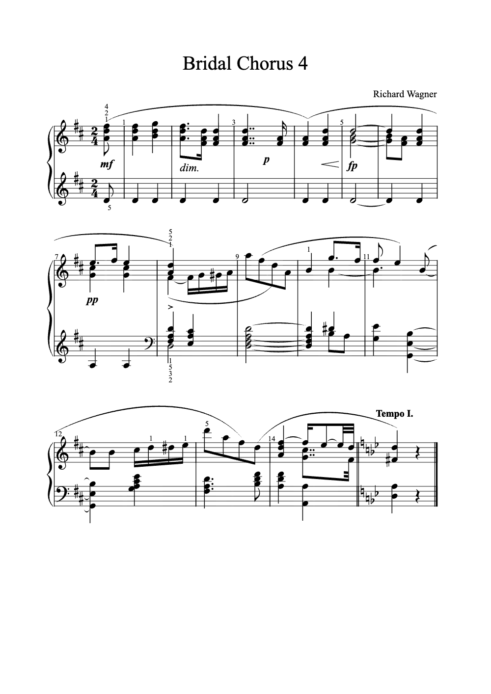 Sheet music preview for Bridal Chorus