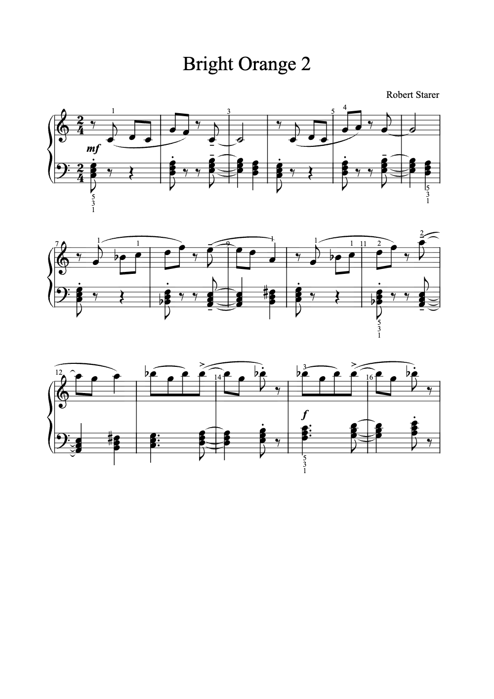 Sheet music preview for Bright Orange 2