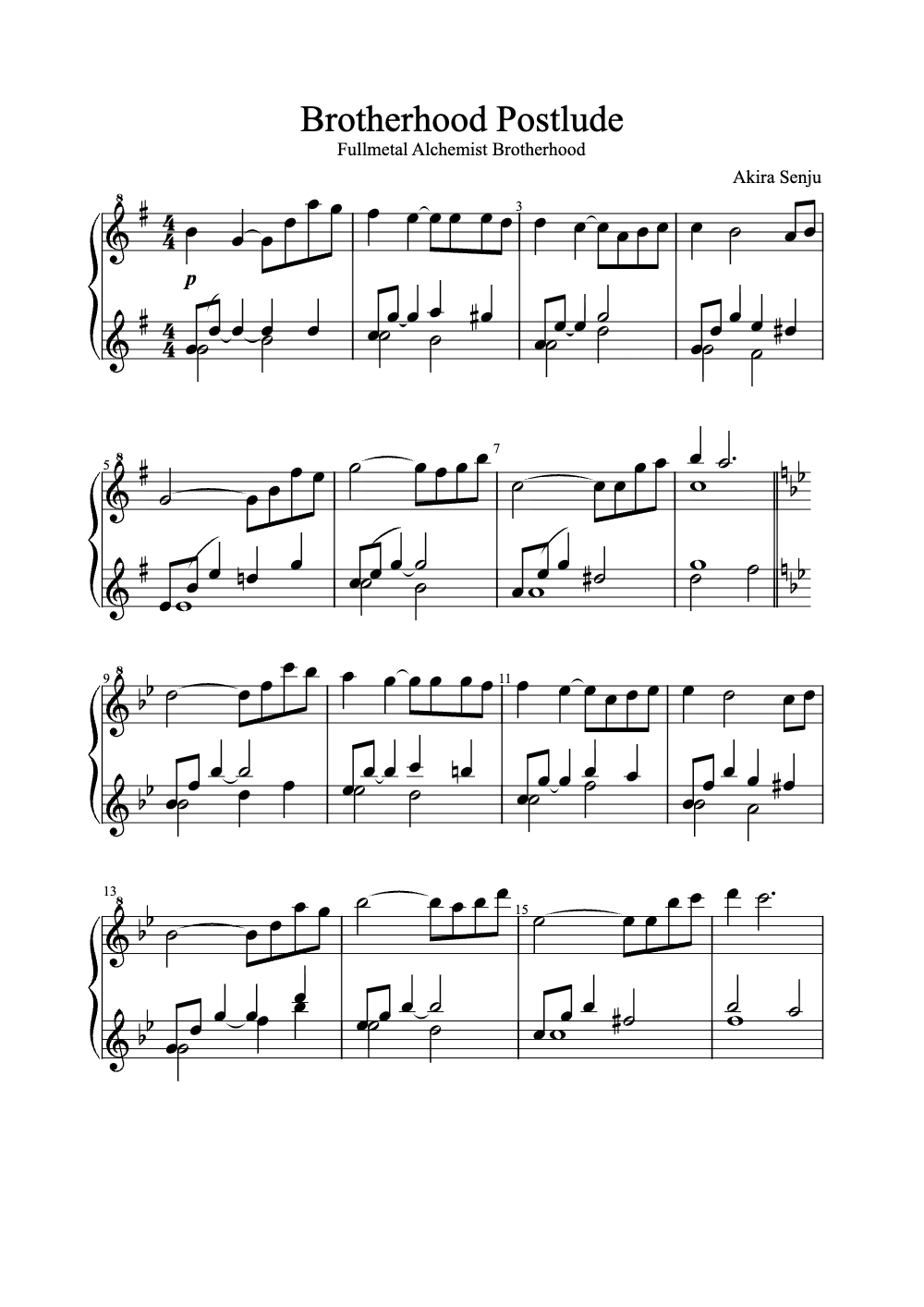 Sheet music preview for Brotherhood Postlude
