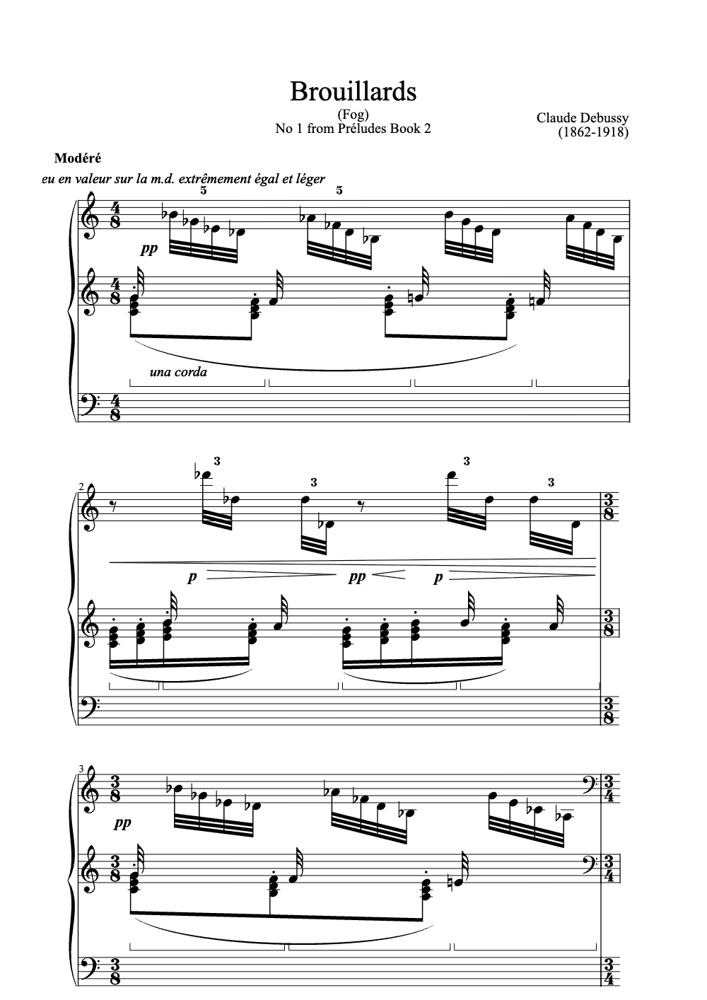 Sheet music preview for Brouillards