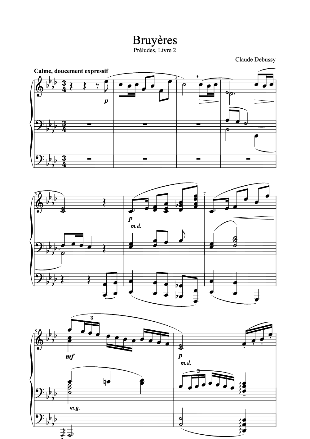 Sheet music preview for Bruyères