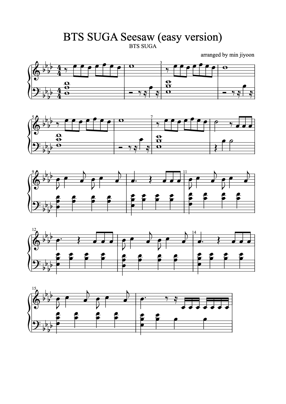Sheet music preview for Seesaw