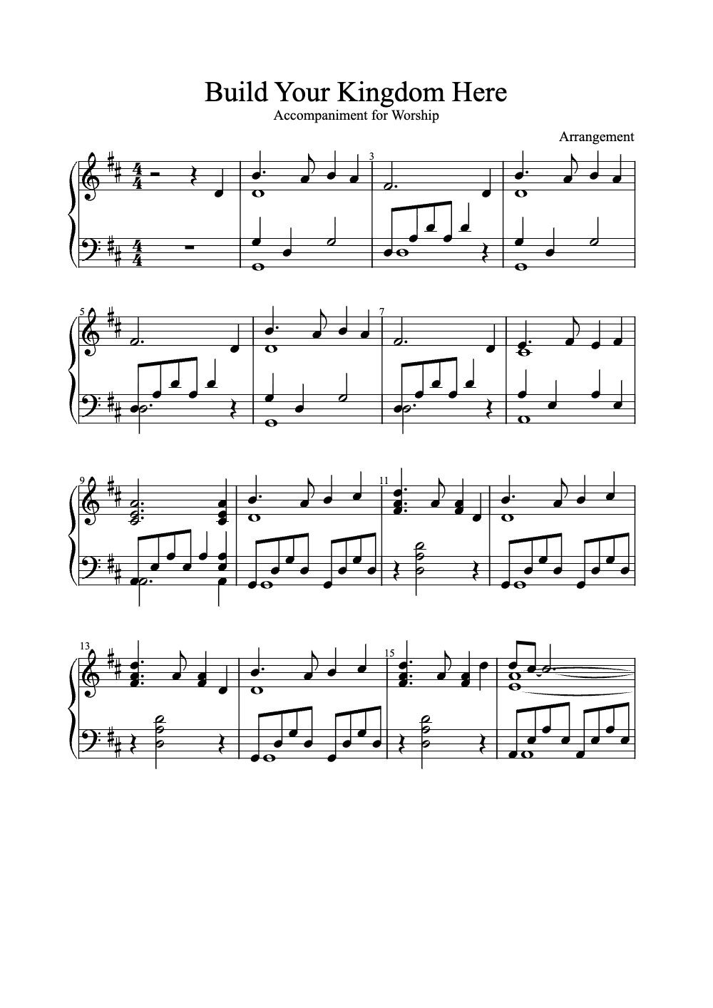 Sheet music preview for Build Your Kingdom Here