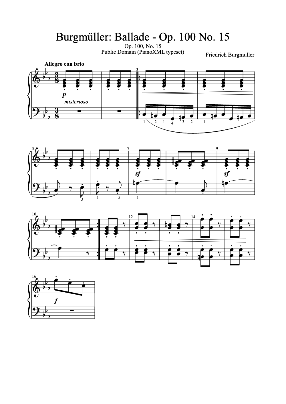 Sheet music preview for Ballade