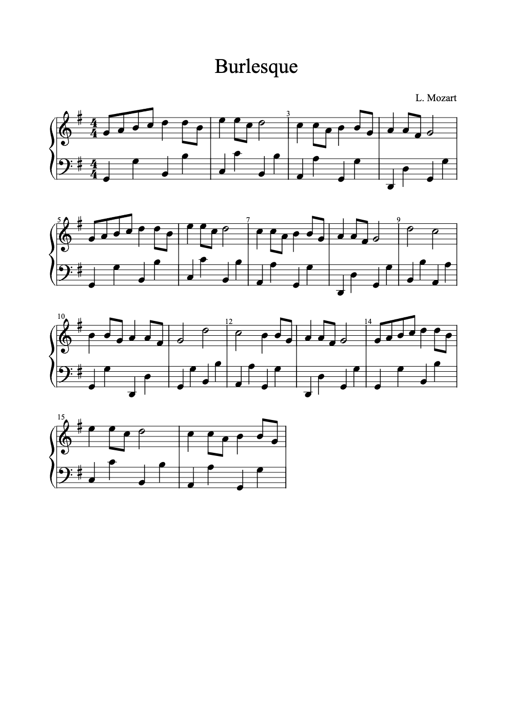 Sheet music preview for Burlesque