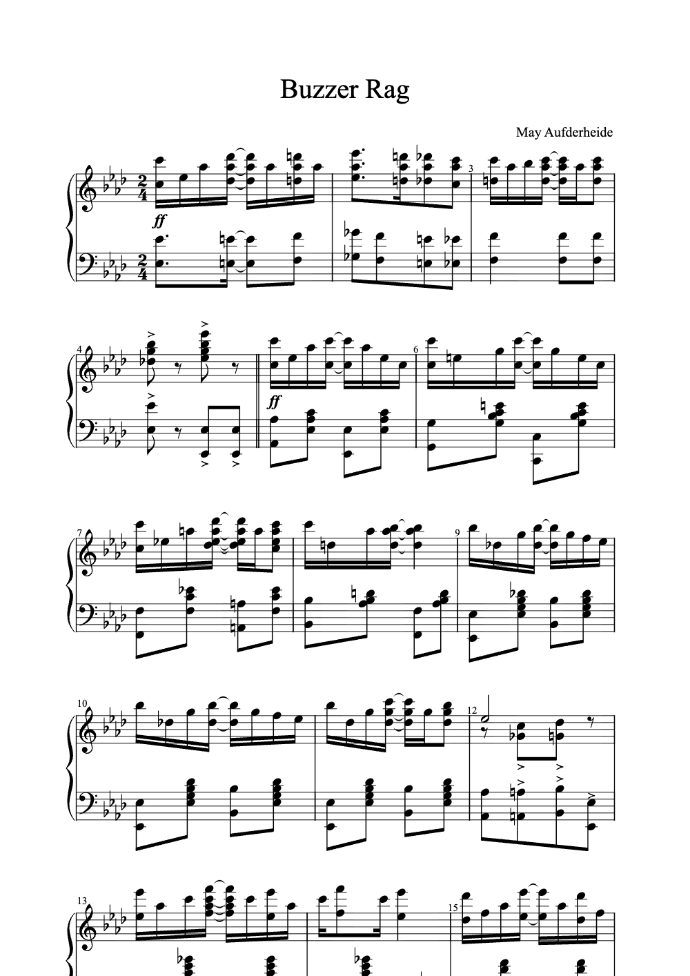 Sheet music preview for Buzzer Rag