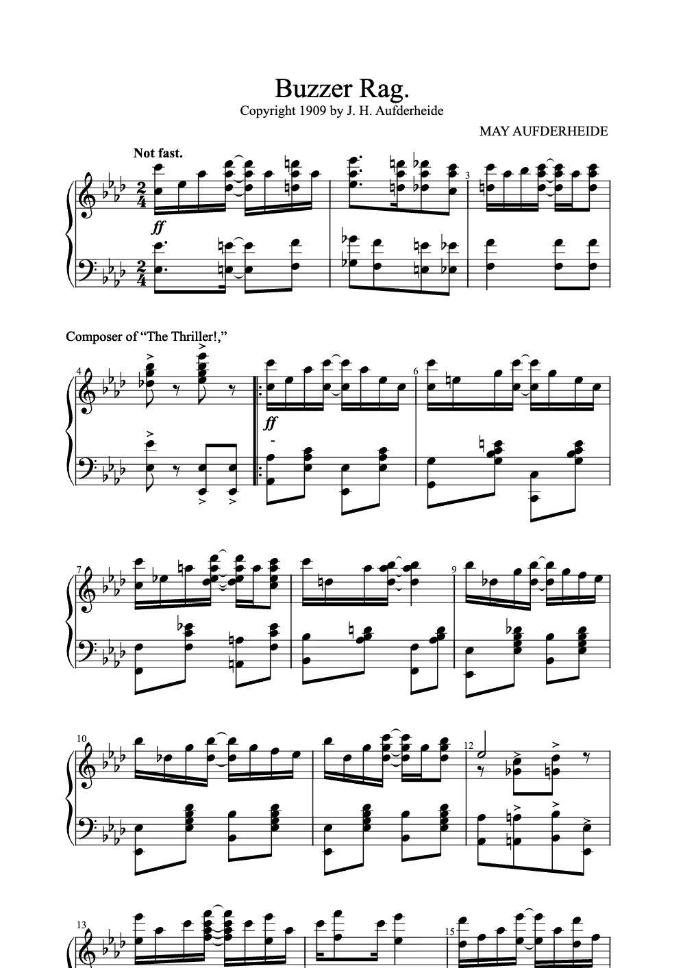 Sheet music preview for Buzzer Rag