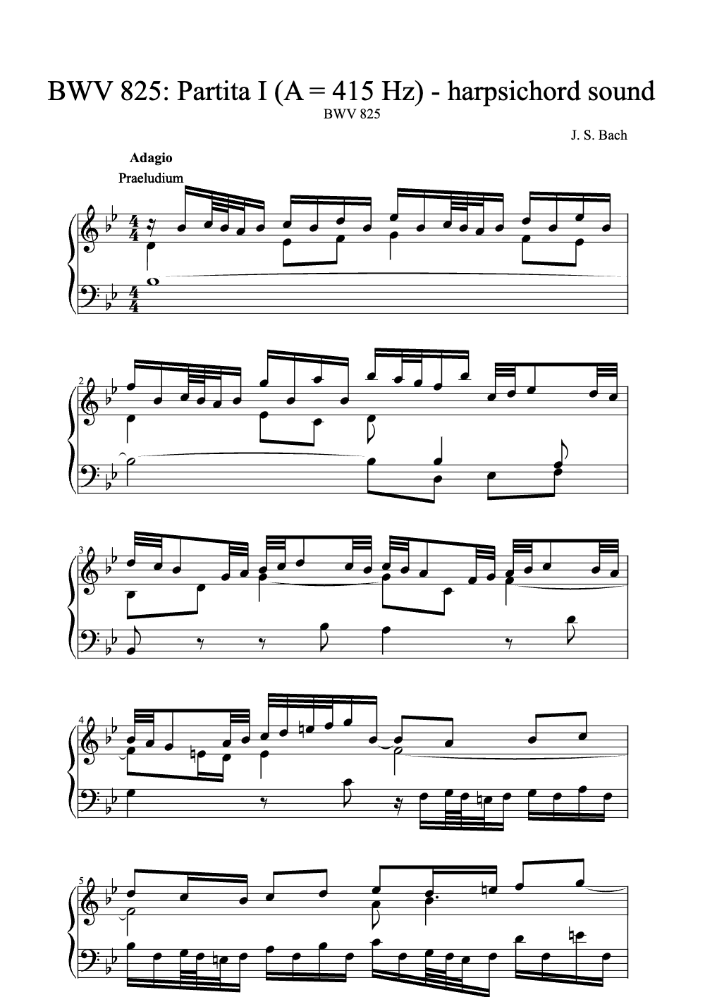 Sheet music preview for Partita I