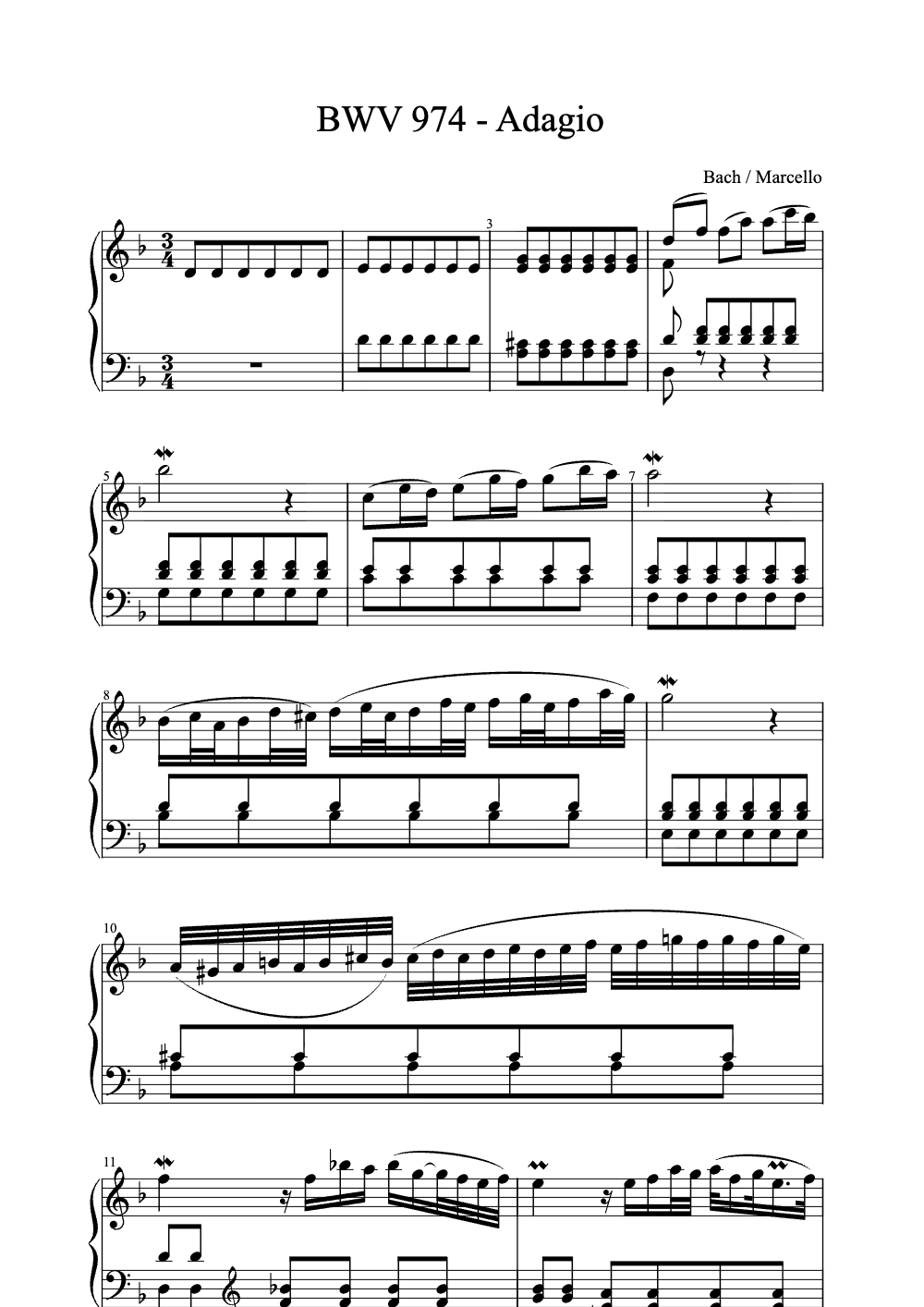 Sheet music preview for Adagio