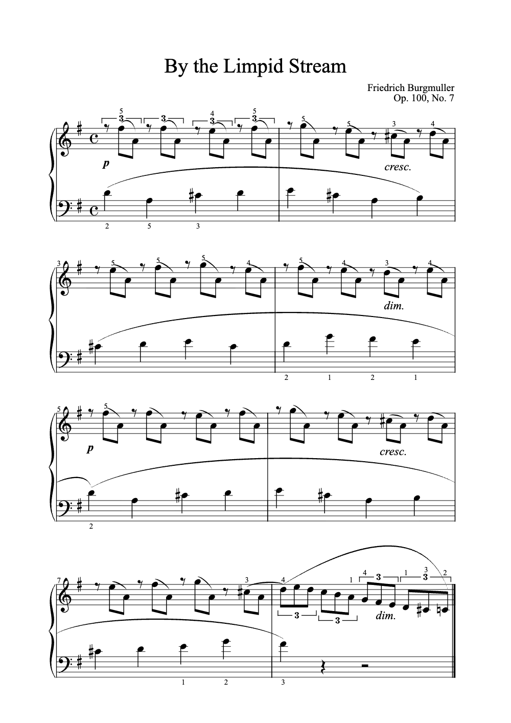 Sheet music preview for By the Limpid Stream