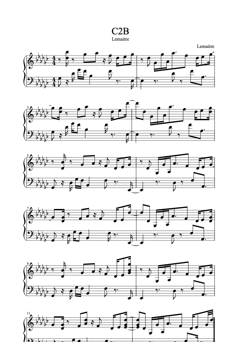 Sheet music preview for C2B