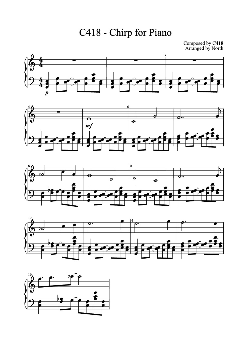 Sheet music preview for Chirp