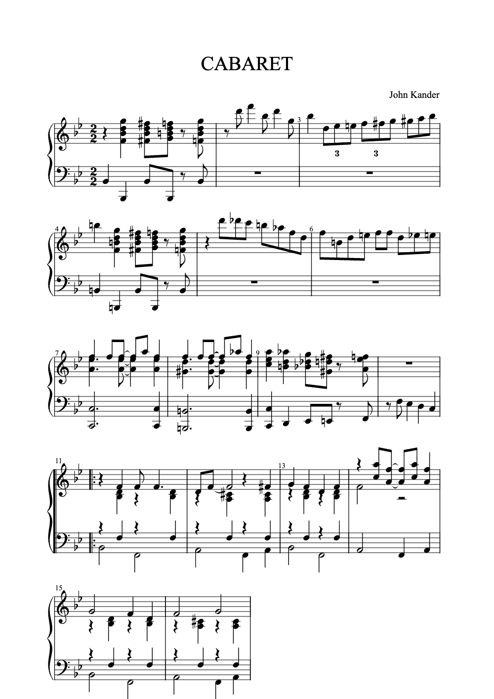 Sheet music preview for Cabaret