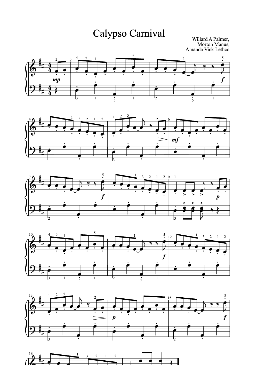 Sheet music preview for Calypso Carnival