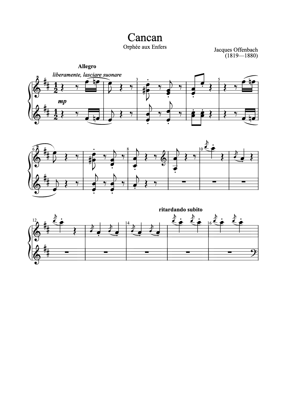 Sheet music preview for Cancan