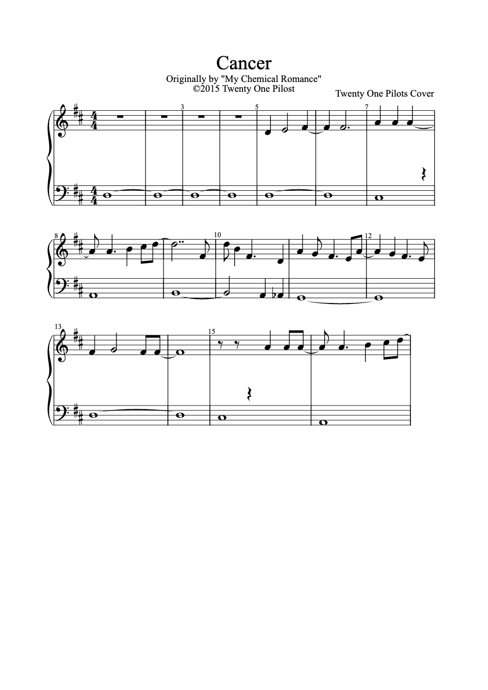 Sheet music preview for Cancer