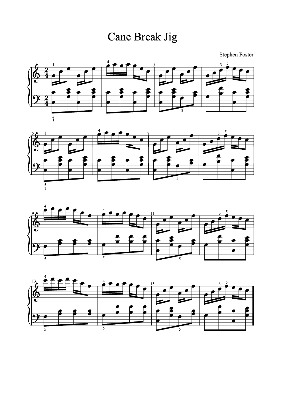 Sheet music preview for Cane Break Jig