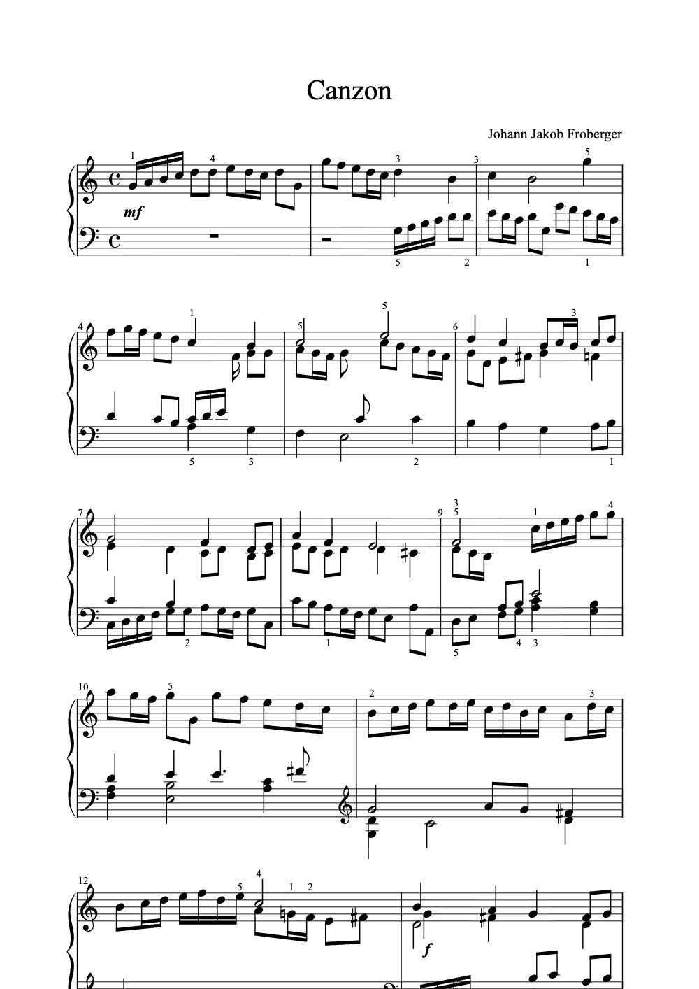 Sheet music preview for Canzon