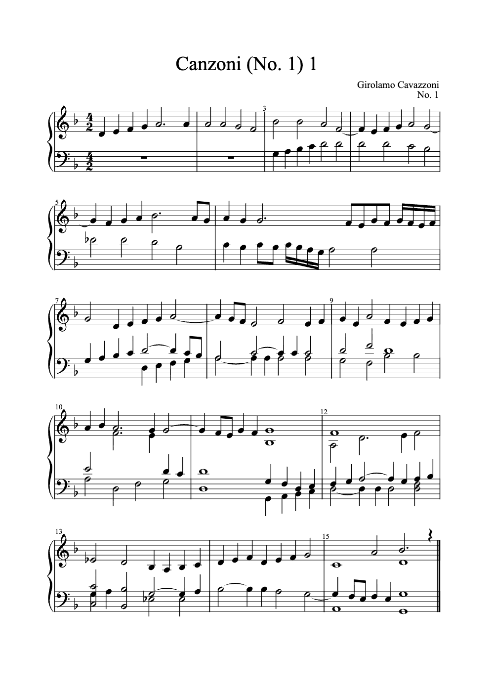 Sheet music preview for Canzoni (No. 1)